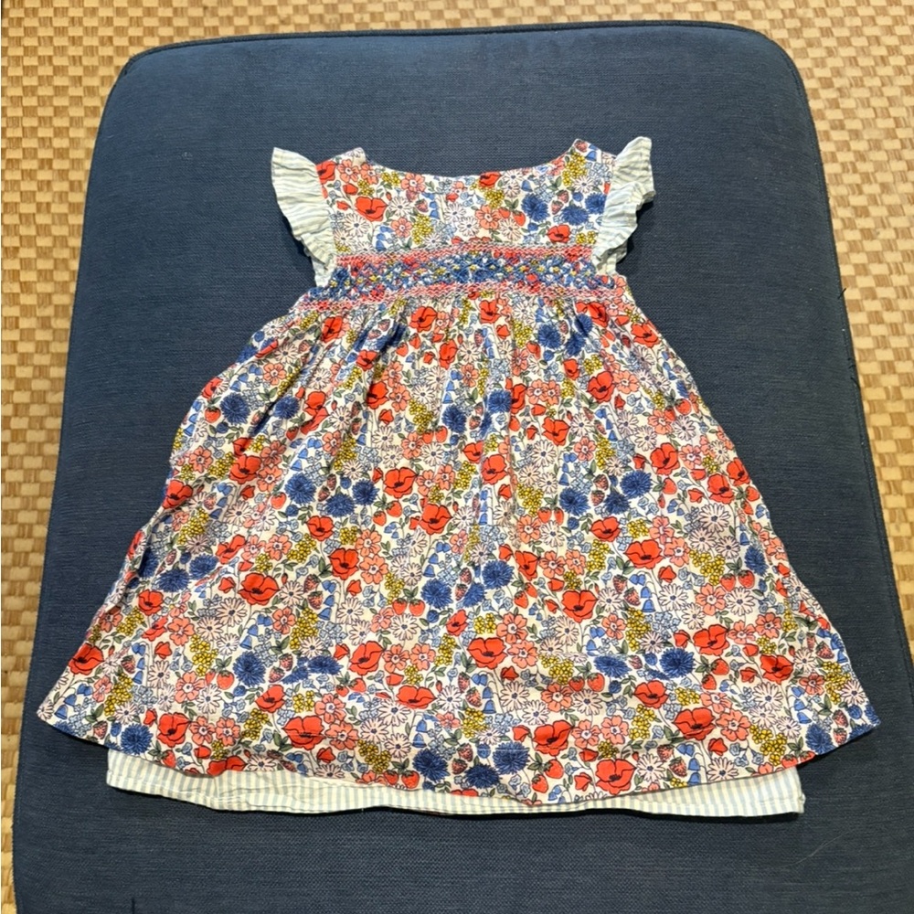 Boden mini dress 12-18 months Floral Smocked Cotton Dress multicolor adorable!